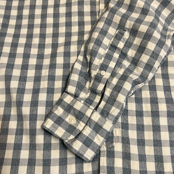 J crew Men's Button Down Shirt Gray White Gingham Long Sleeve Size Medium Cotton - Picture 3 of 8